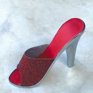 WILD EYE DESIGNS BOTTLE OPENER HIGH HEEL SILVER RED SPARKLE NIB